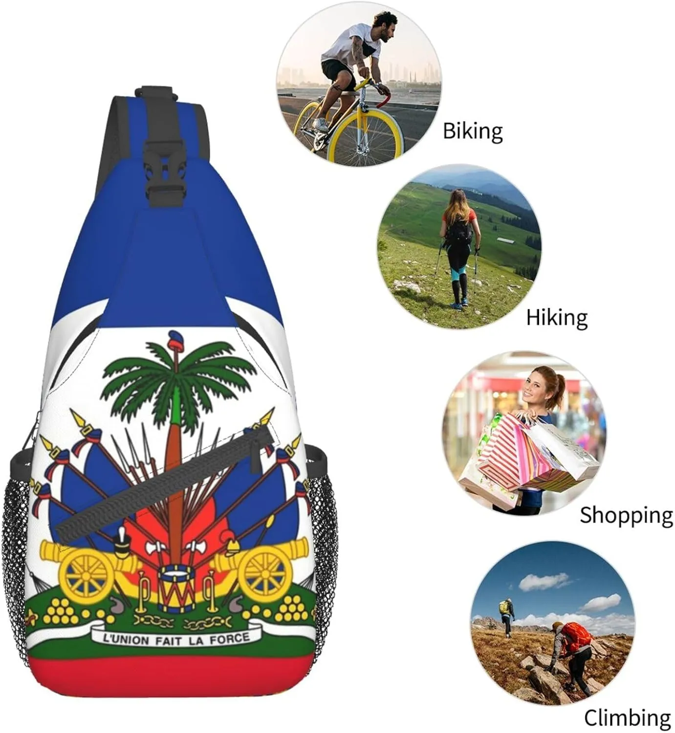 Fashion Haiti Flag Sling Backpack, Multipurpose Haitian Flag Crossbody Shoulder Bag Travel Hiking Daypack for Women Men