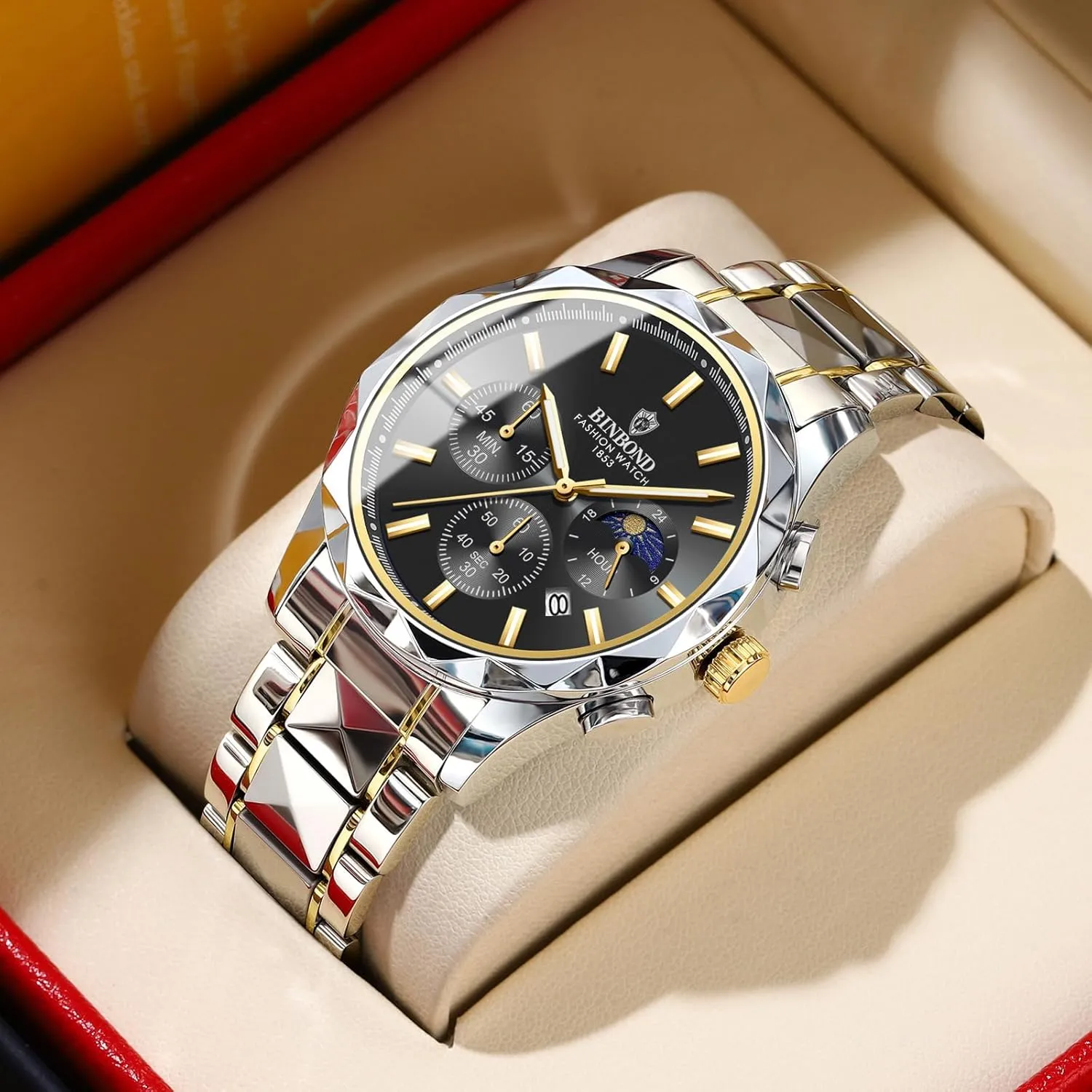 Fashion Men Business Quartz Watch Waterproof Luminous Date Chronograph Men's Sports Watches Stainless Steel Male Analog Clock Gifts Watch