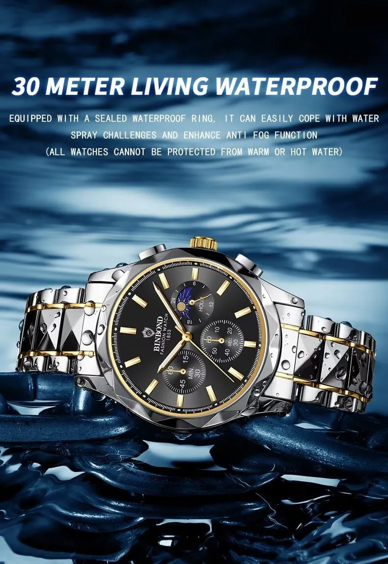 Fashion Men Business Quartz Watch Waterproof Luminous Date Chronograph Men's Sports Watches Stainless Steel Male Analog Clock Gifts Watch