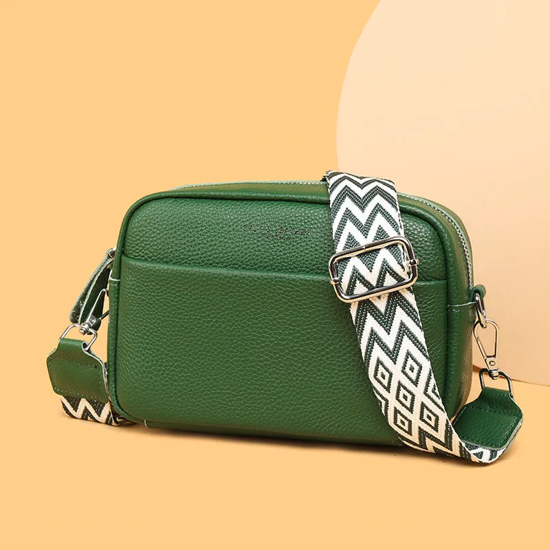 Fashion Shoulder Crossbody Bags With Rhombus Embroidered Wide Shoulder Strap