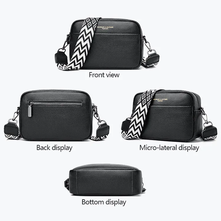 Fashion Shoulder Crossbody Bags With Rhombus Embroidered Wide Shoulder Strap