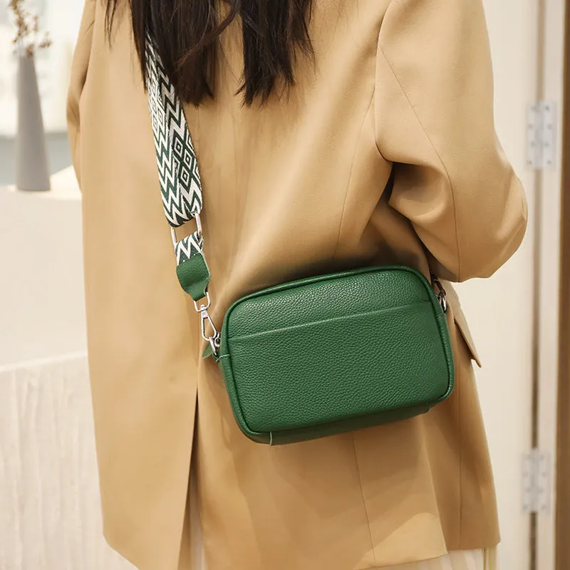 Fashion Shoulder Crossbody Bags With Rhombus Embroidered Wide Shoulder Strap
