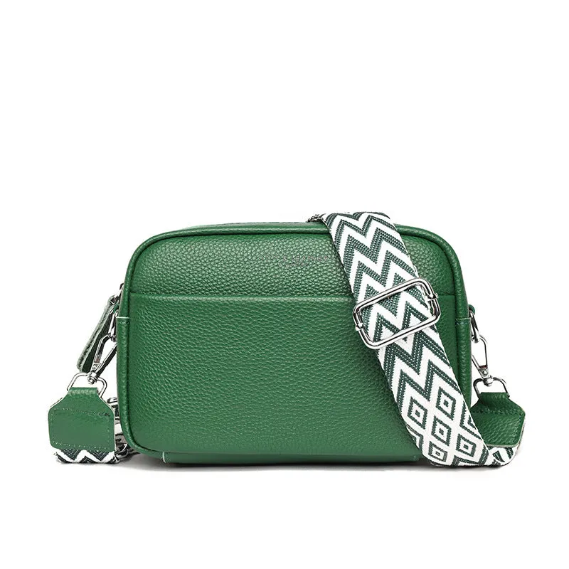 Fashion Shoulder Crossbody Bags With Rhombus Embroidered Wide Shoulder Strap