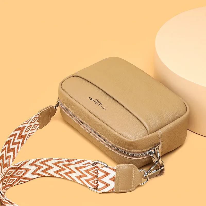 Fashion Shoulder Crossbody Bags With Rhombus Embroidered Wide Shoulder Strap
