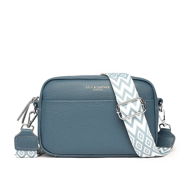 Fashion Shoulder Crossbody Bags With Rhombus Embroidered Wide Shoulder Strap