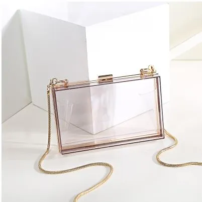 Fashion Transparent Style Simple Casual Acrylic  with Chain Handbag