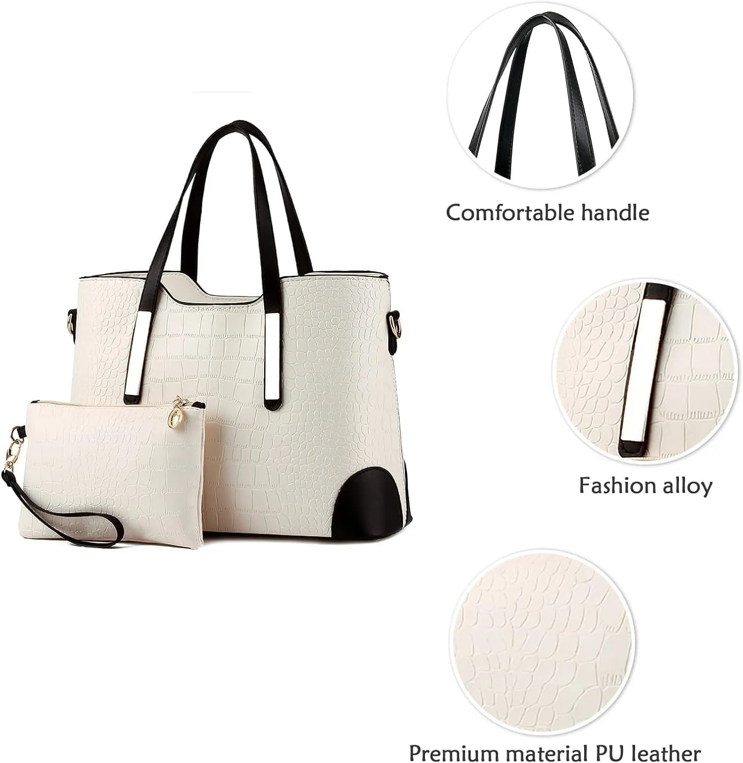 Fashion Women Handbags Set 2 Pcs Large Shoulder Bag Multifunctional