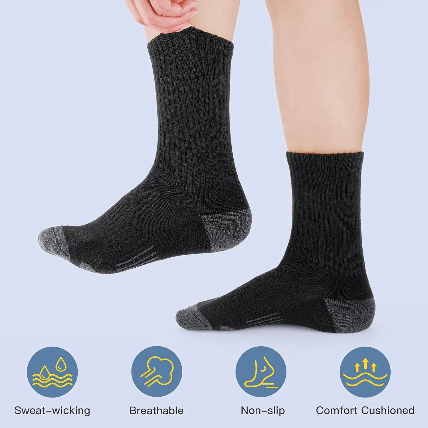 Felicigeely Running Crew Socks Cushion Breathable Athletic