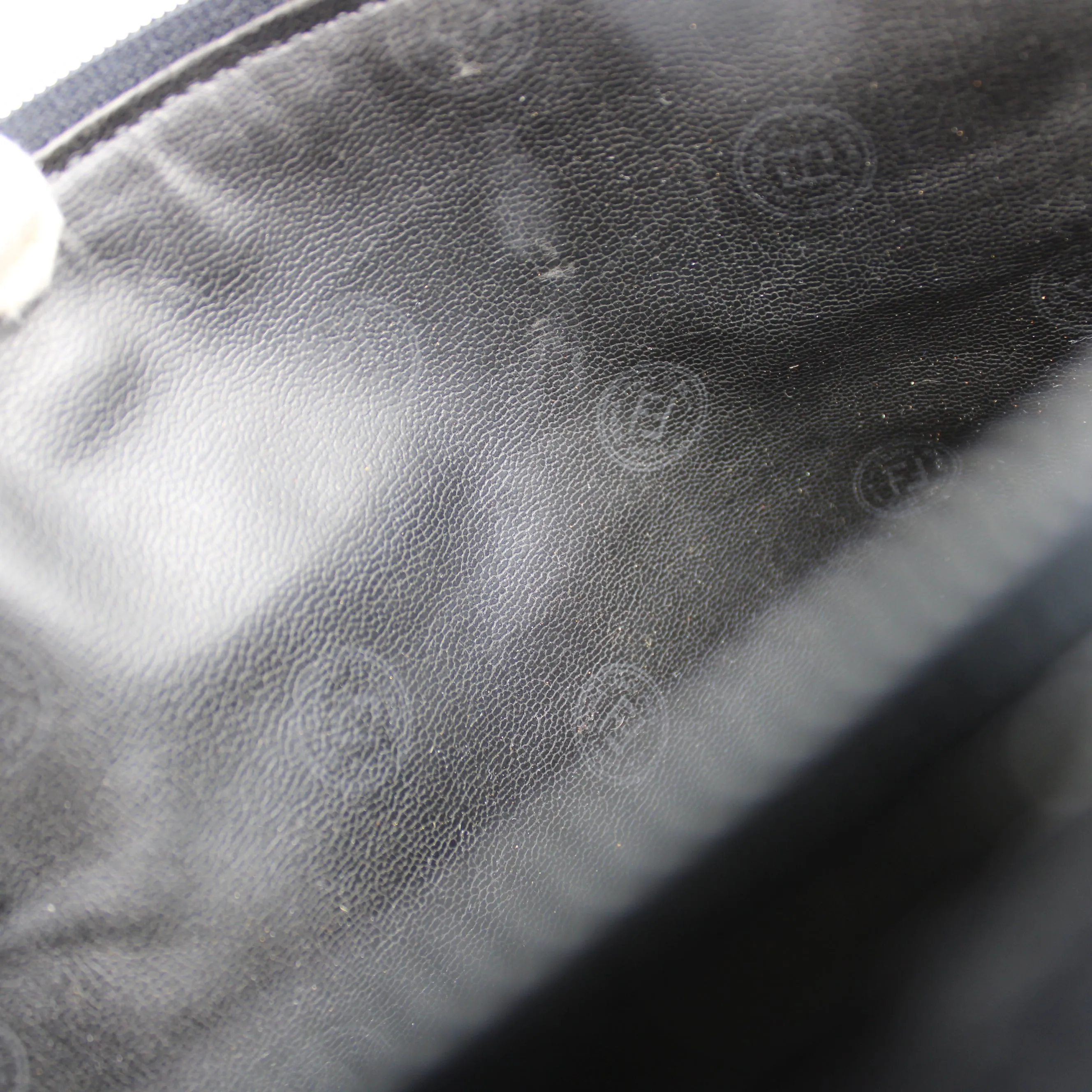 Fendi Dark Blue Leather Crossbody Bag with Croc Print