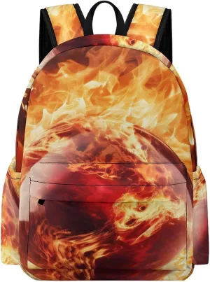 Fireball Backpack Printed Laptop Backpack Carry on Backpack Casual Shoulder Bag for Women Men
