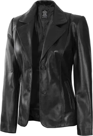 fjackets Leather Blazers For Women - Blazers For Women Business Casual - Real Lambskin Blazer Jackets For Women's