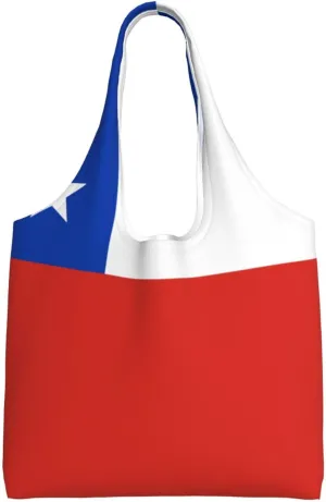 Flag of Chile Printed single-shoulder canvas bag, large-capacity grocery shopping bag, light and easy to carry