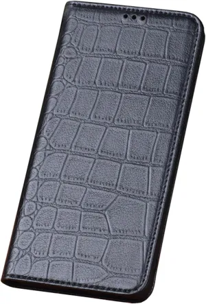 Flip Case for Vertu METAVERTU2, Genuine Leather Business Cover with Crocodile Pattern Design Shockproof Protection Luxury Case,Black,METAVERTU2