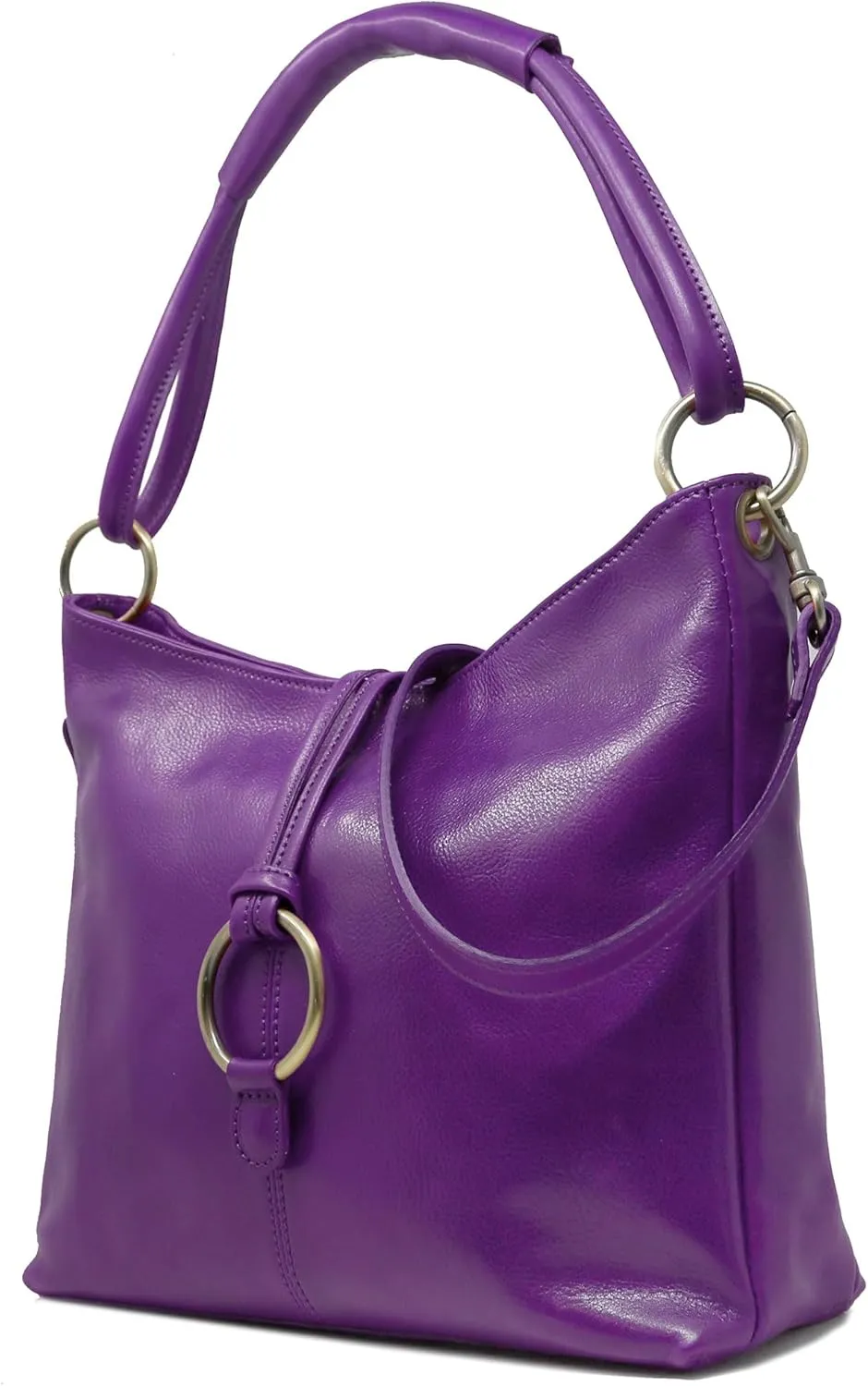 Floto Tavoli Leather Shoulder Bag Women's Handbag with Crossbody Strap (Purple)