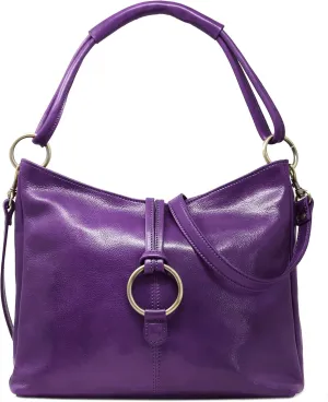 Floto Tavoli Leather Shoulder Bag Women's Handbag with Crossbody Strap (Purple)