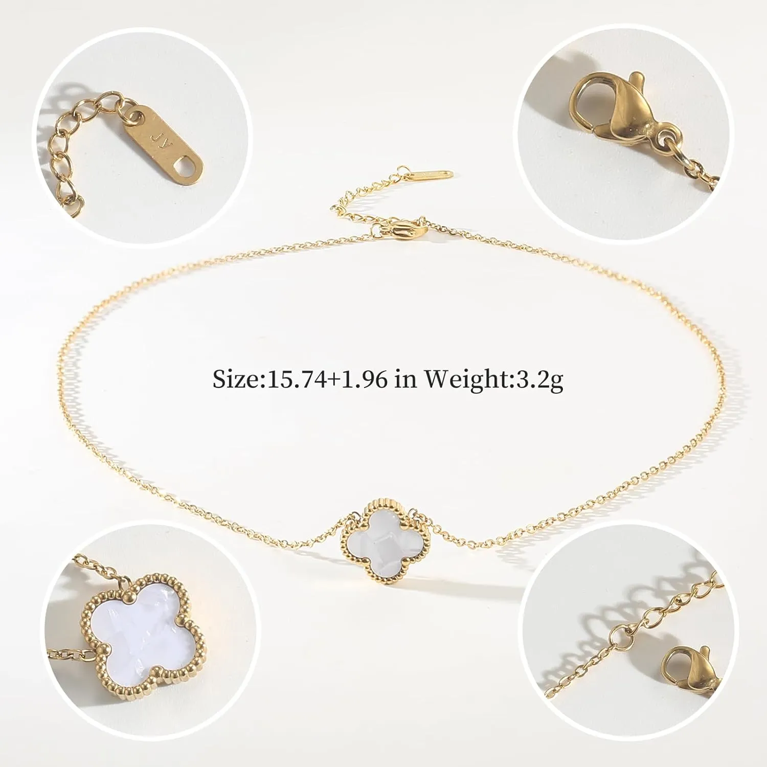 for Double Sided Fritillaria Lucky Four Leaf Grass 18K Titanium Steel Simple Fashionable Necklace