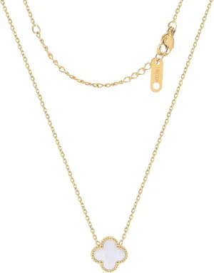 for Double Sided Fritillaria Lucky Four Leaf Grass 18K Titanium Steel Simple Fashionable Necklace