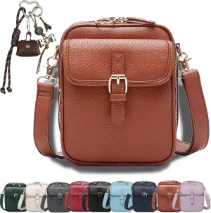 Forcipower Crossbody Bag, Collaboraten1 Urvashi Crossbody Leather Bag with Built in Wallet, Vintage Messenger Bag