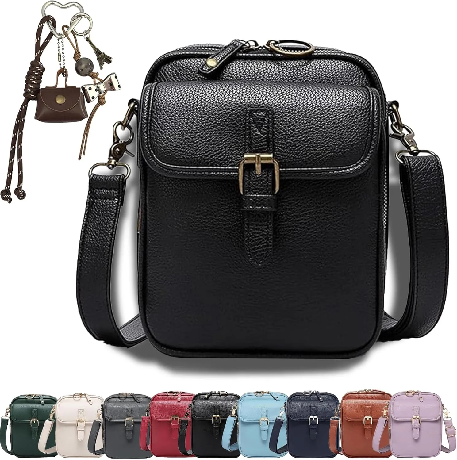 Forcipower Crossbody Bag, Collaboraten1 Urvashi Crossbody Leather Bag with Built in Wallet, Vintage Messenger Bag