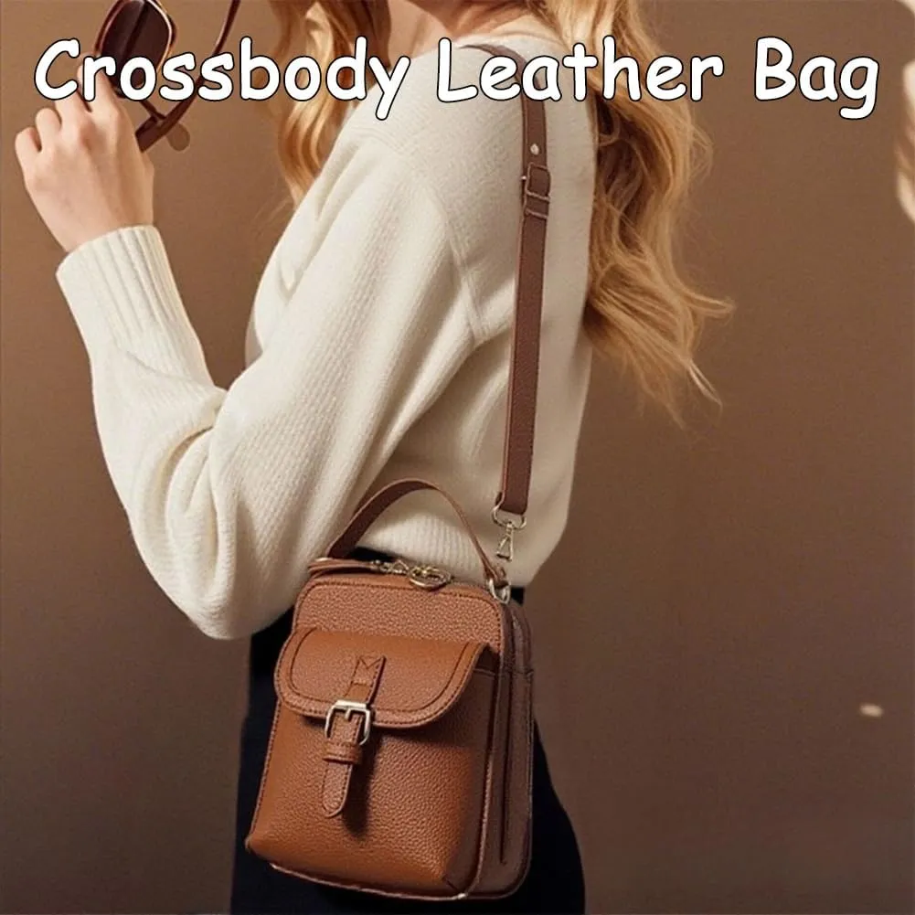 Forcipower Crossbody Leather Bag, Forcipower Large Capacity Anti-Theft Vintage Bag with 10 Card Slots