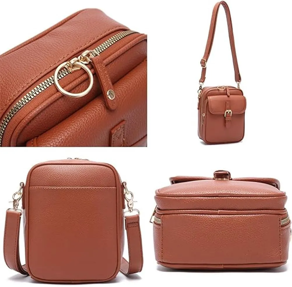 Forcipower Crossbody Leather Bag, Forcipower Large Capacity Anti-Theft Vintage Bag with 10 Card Slots
