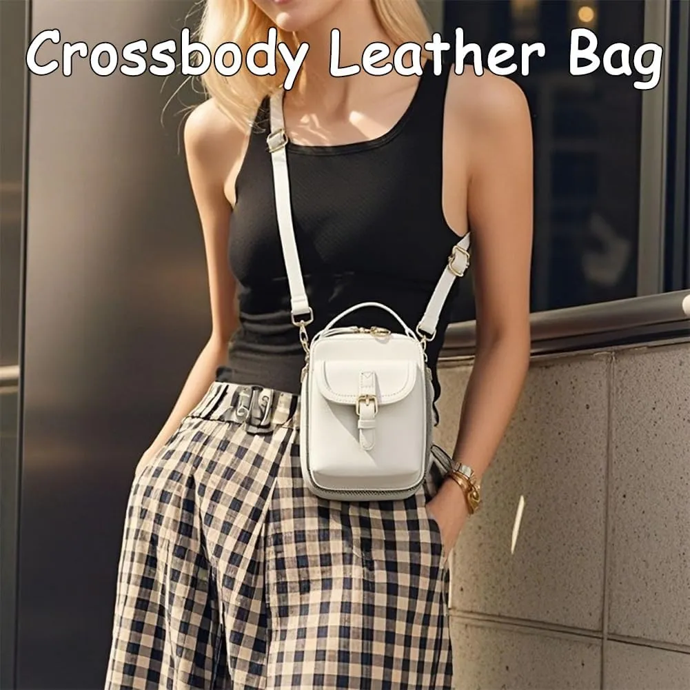 Forcipower Crossbody Leather Bag, Forcipower Large Capacity Anti-Theft Vintage Bag with 10 Card Slots