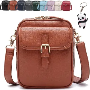 Forcipower Crossbody Leather Bag, Forcipower Large Capacity Anti-Theft Vintage Bag with 10 Card Slots