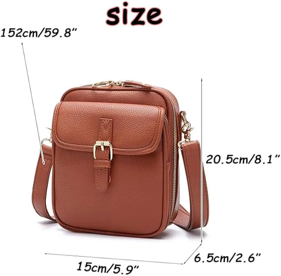 Forcipower Crossbody Leather Bag, Forcipower Large Capacity Anti-Theft Vintage Bag with 10 Card Slots