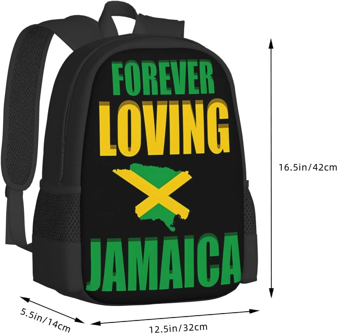 Forever Loving Jamaica Jamaican Flag Casual Backpacks Large Capacity Backpack Laptop Rucksack Sport Daypack Commuter Bags with Adjustable Strap for Traveling Camping