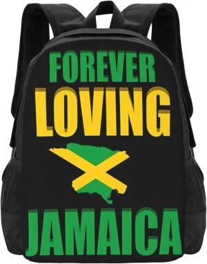 Forever Loving Jamaica Jamaican Flag Casual Backpacks Large Capacity Backpack Laptop Rucksack Sport Daypack Commuter Bags with Adjustable Strap for Traveling Camping