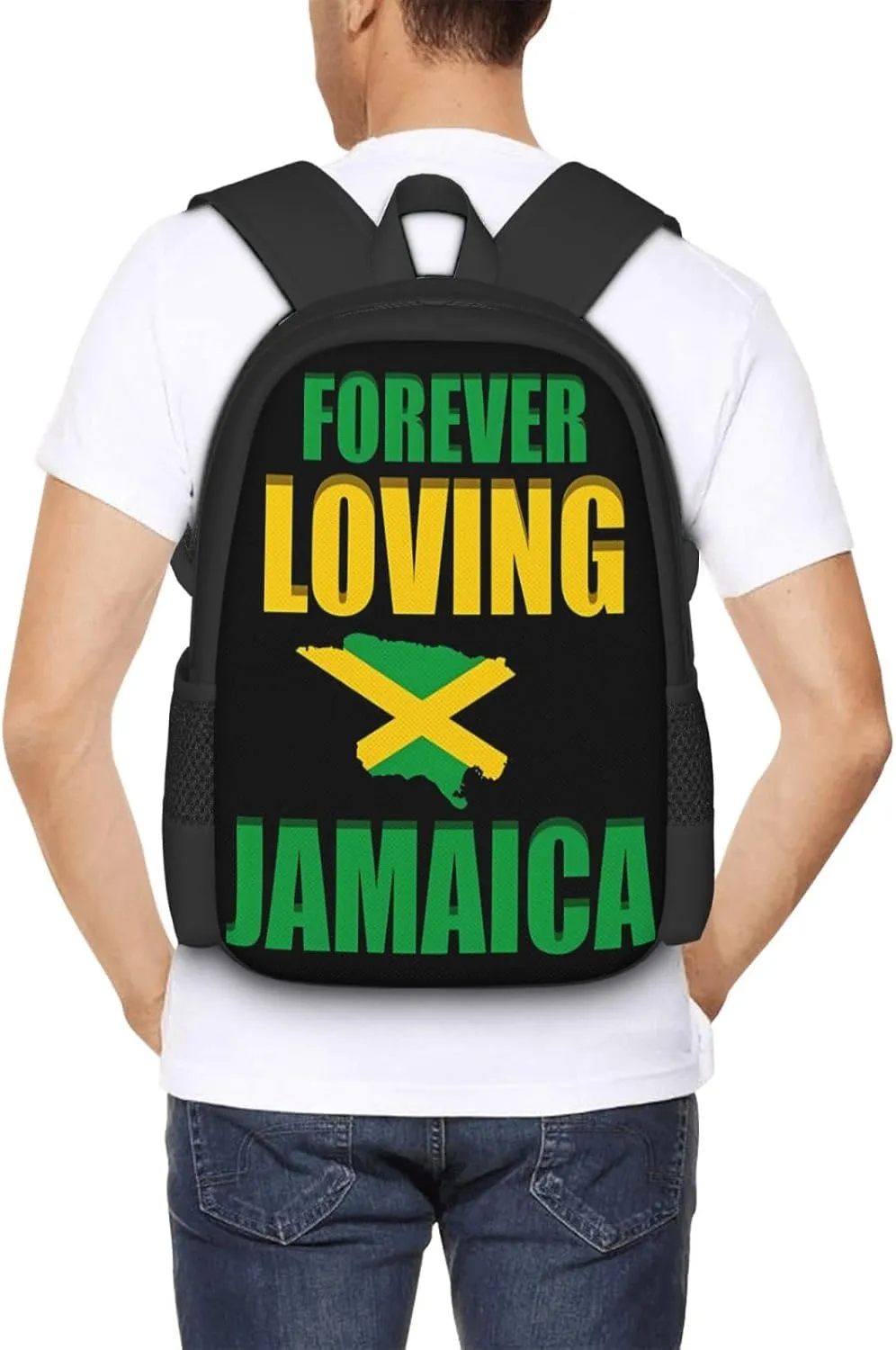 Forever Loving Jamaica Jamaican Flag Casual Backpacks Large Capacity Backpack Laptop Rucksack Sport Daypack Commuter Bags with Adjustable Strap for Traveling Camping