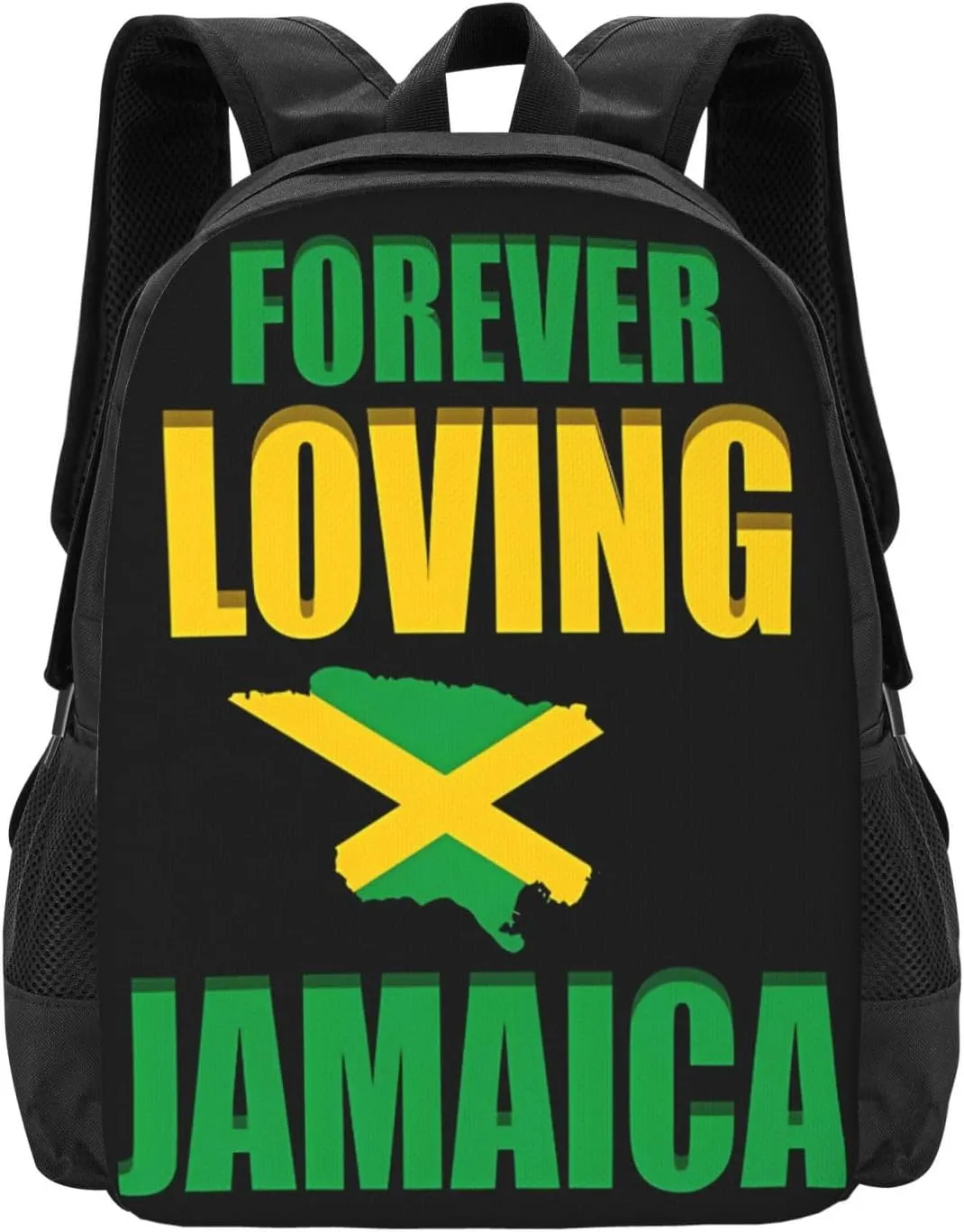 Forever Loving Jamaica Jamaican Flag Casual Backpacks Large Capacity Backpack Laptop Rucksack Sport Daypack Commuter Bags with Adjustable Strap for Traveling Camping