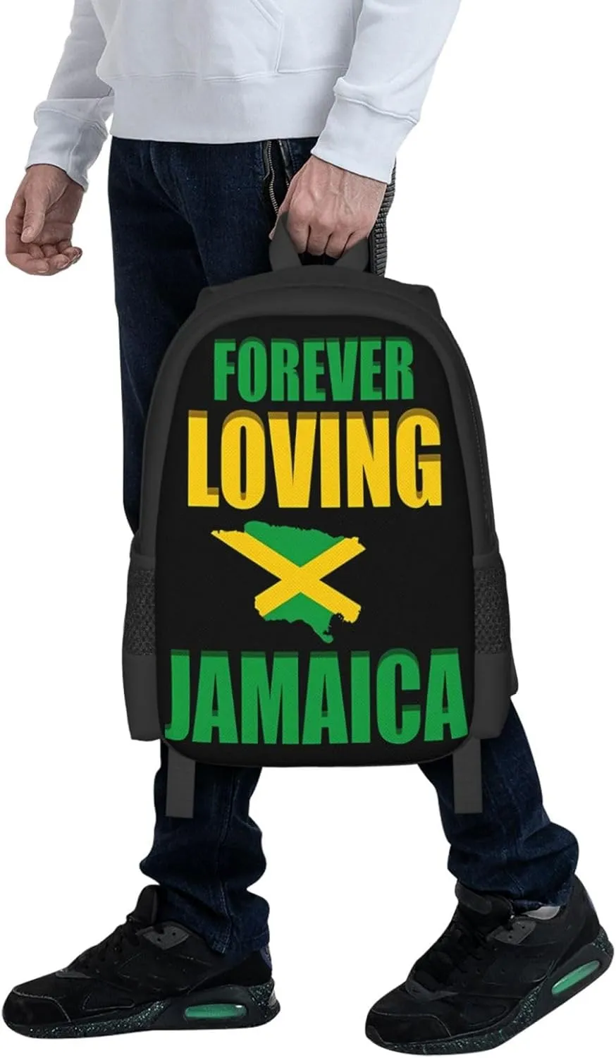 Forever Loving Jamaica Jamaican Flag Casual Backpacks Large Capacity Backpack Laptop Rucksack Sport Daypack Commuter Bags with Adjustable Strap for Traveling Camping