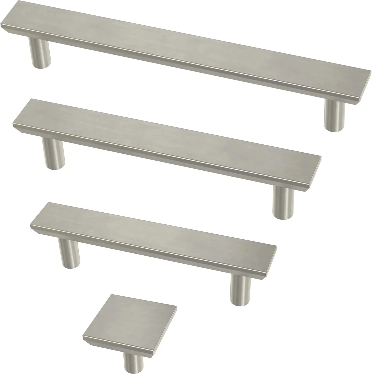 Franklin Brass Simple Chamfered (10-Pack) Cabinet Handles 5-1/16' Hole Center Brushed Nickel Kitchen Drawer Pulls Dresser, Furniture Hardware P40846K-SN-C