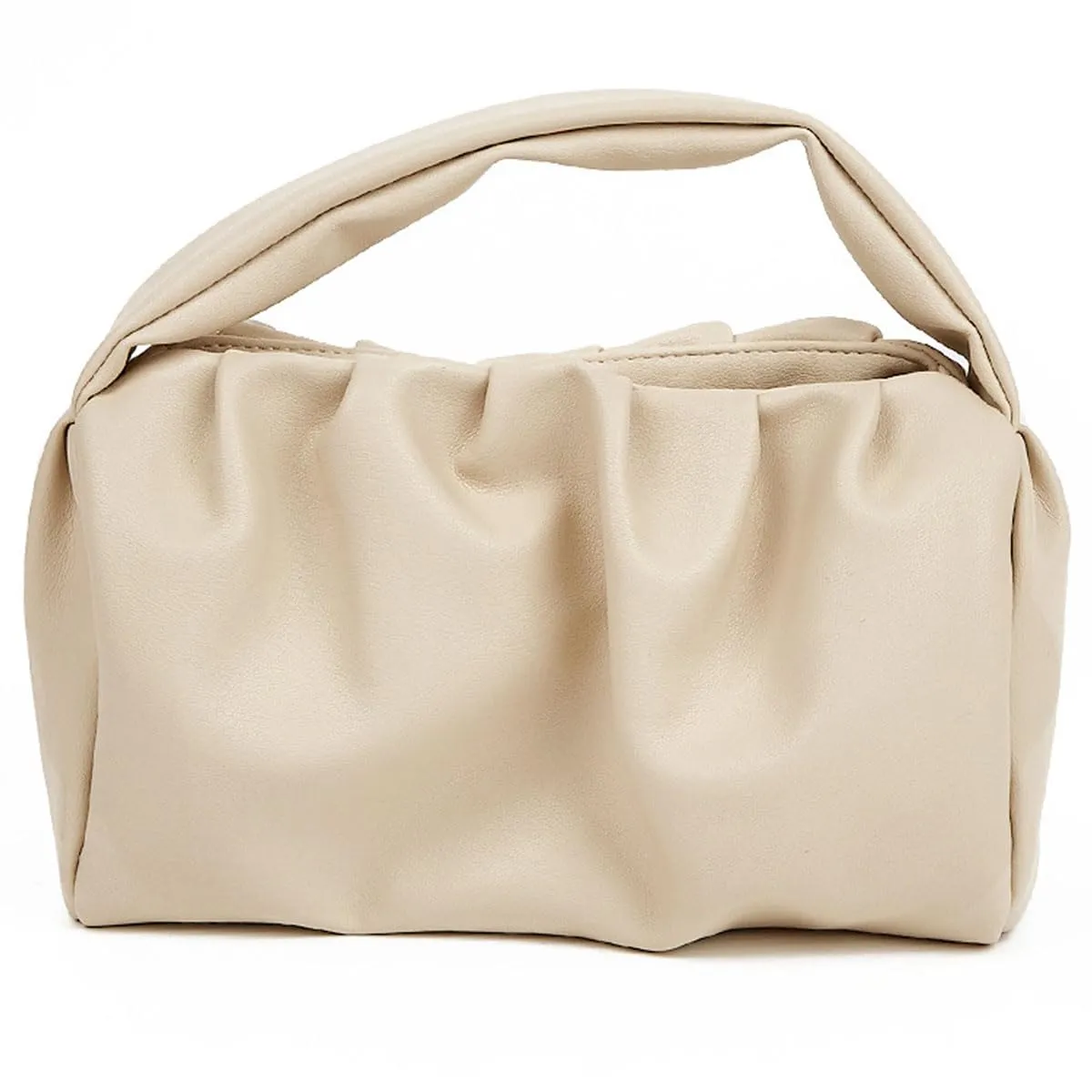 Fresh, Sweet, Solid Color Women's Handbag Trend Versatile Handbag Makeup Bag Japanese Simple Cloud Bag Cosmetic Bag (Beige)