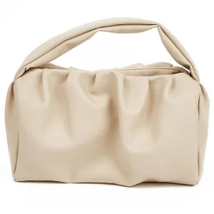 Fresh, Sweet, Solid Color Women's Handbag Trend Versatile Handbag Makeup Bag Japanese Simple Cloud Bag Cosmetic Bag (Beige)