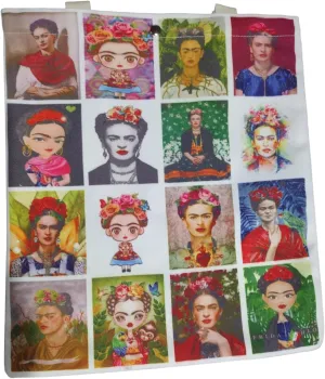 Frida K Canvas Tote Bag Reusable Mulitcolor 13.5in x 15in Handbag, Carry All, Shoulder Bag.