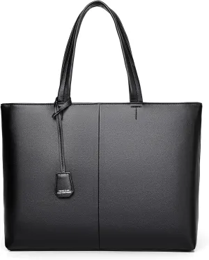 FSD.WG Men's Tote Bag,Business Bag, Leather Briefcase,Elegant Leather,Large Capacity,Black
