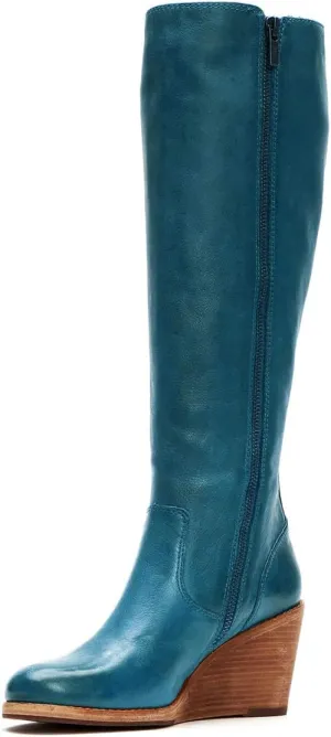 FSJ Women Comfortable Side Zipper Wedge High Heel Point Toe Fancy Pull On Ladies Fashion Winter Boot Size 4-15 US