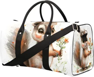 Funny Animal Squirrel Travel Duffel Bag for Women Men Waterproof Foldable Overnight Weekender Bag Large Capacity Sports Gym Bag