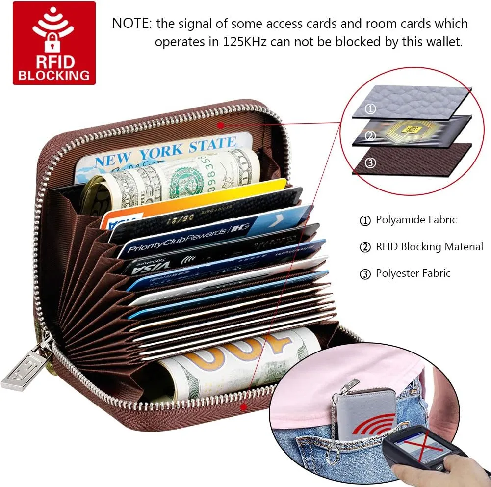 FurArt Credit Card Wallet, Zipper Business Card Holder for Women, RFID Blocking, KeyChain Wallet, Compact Size