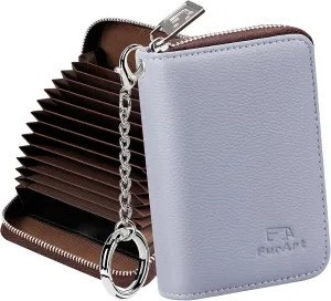 FurArt Credit Card Wallet, Zipper Business Card Holder for Women, RFID Blocking, KeyChain Wallet, Compact Size