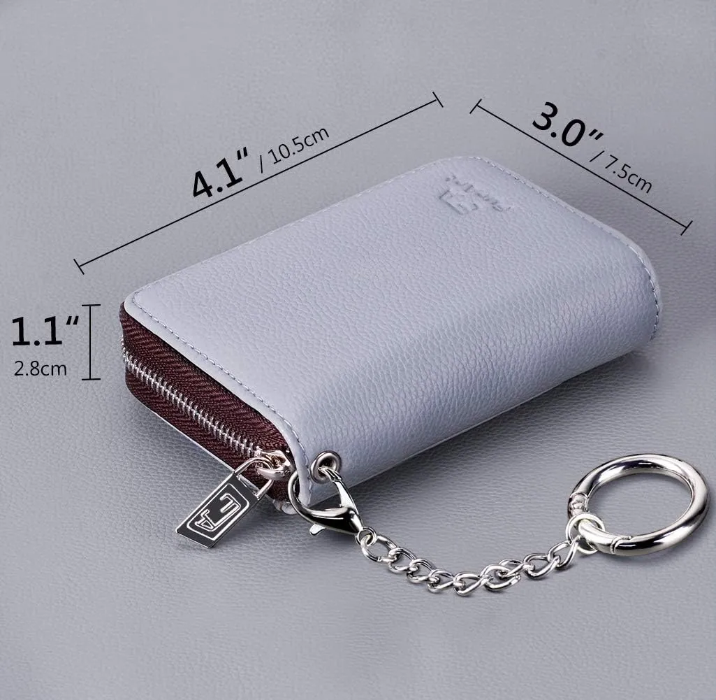 FurArt Credit Card Wallet, Zipper Business Card Holder for Women, RFID Blocking, KeyChain Wallet, Compact Size