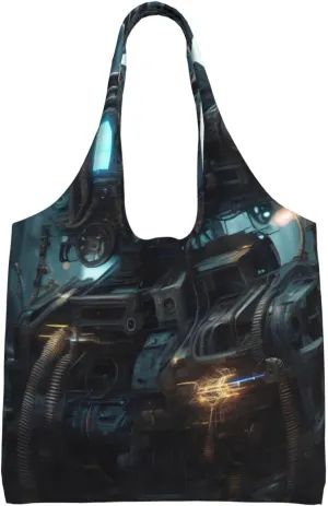 Future Robot Printed single-shoulder canvas bag, fashionable daily canvas bag, suitable for daily travel and shopping