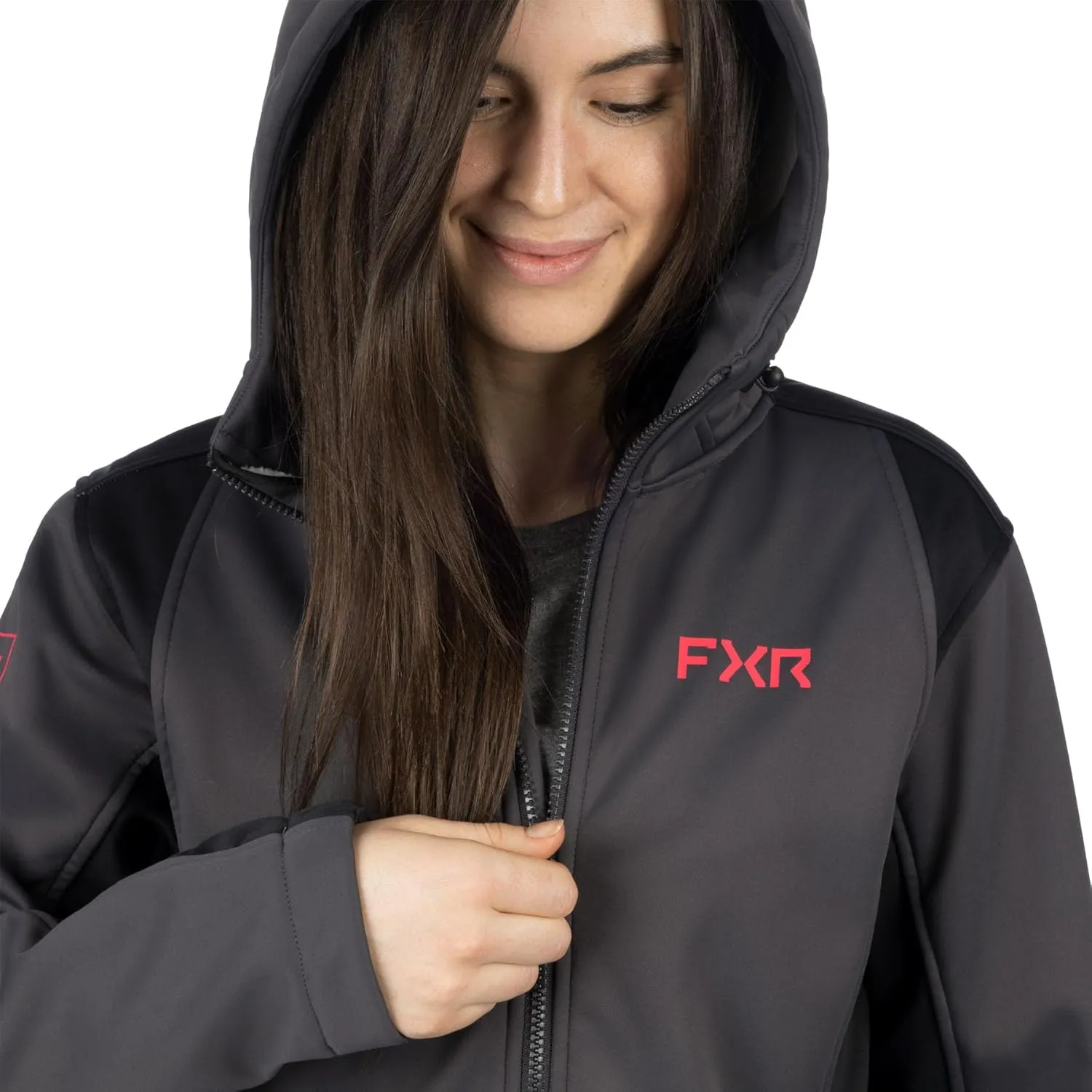 FXR Women's Pulse Softshell Jacket 2025 (Asphalt/Razz - X-Large)