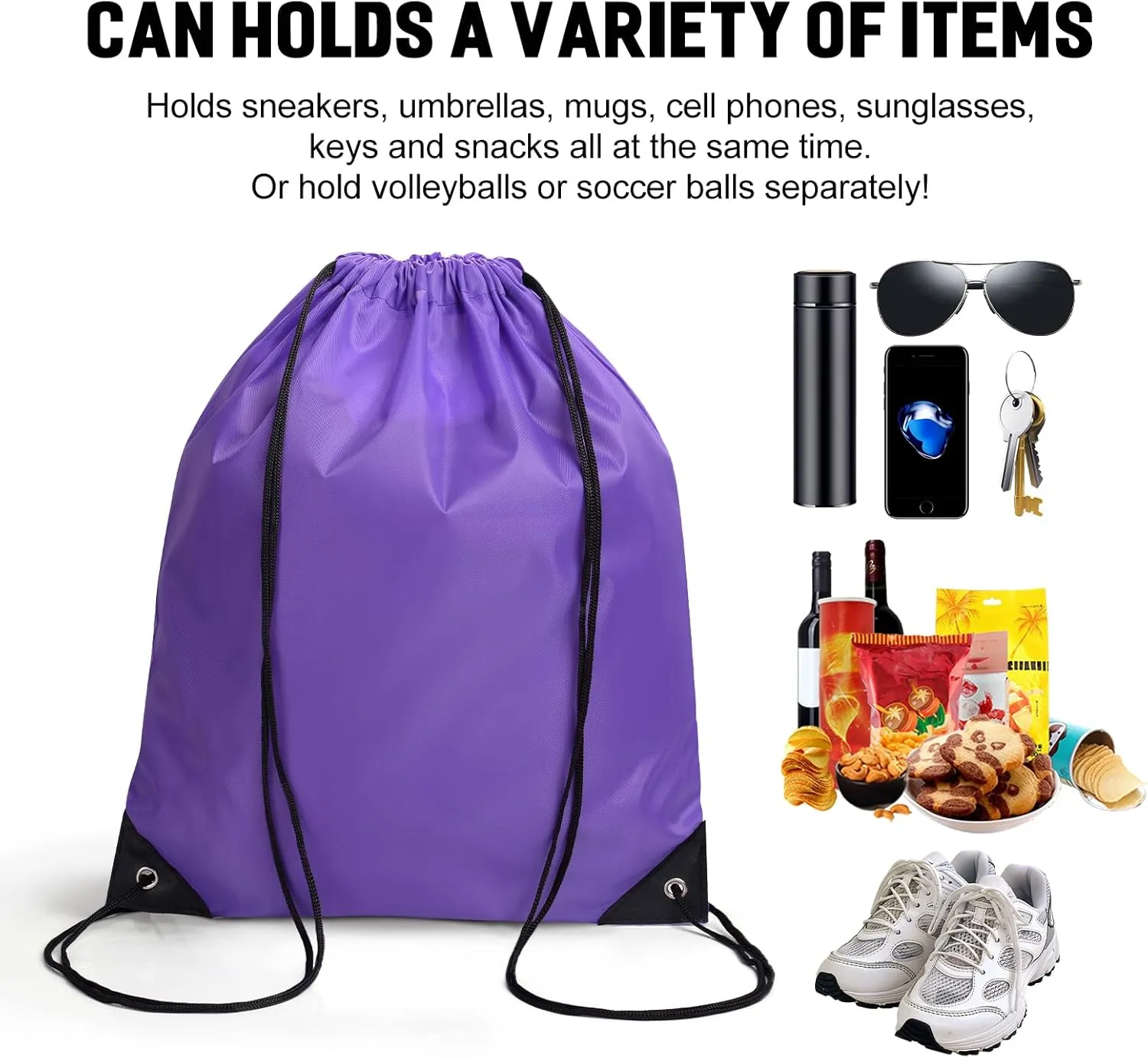 Fyore Custom Drawstring Backpacks, 50 Pack Personalized Drawstring Sports Bags with Your Logo Text for Gym Beach Climb Trips Party Events- 13.4x17Inch,12 Colors