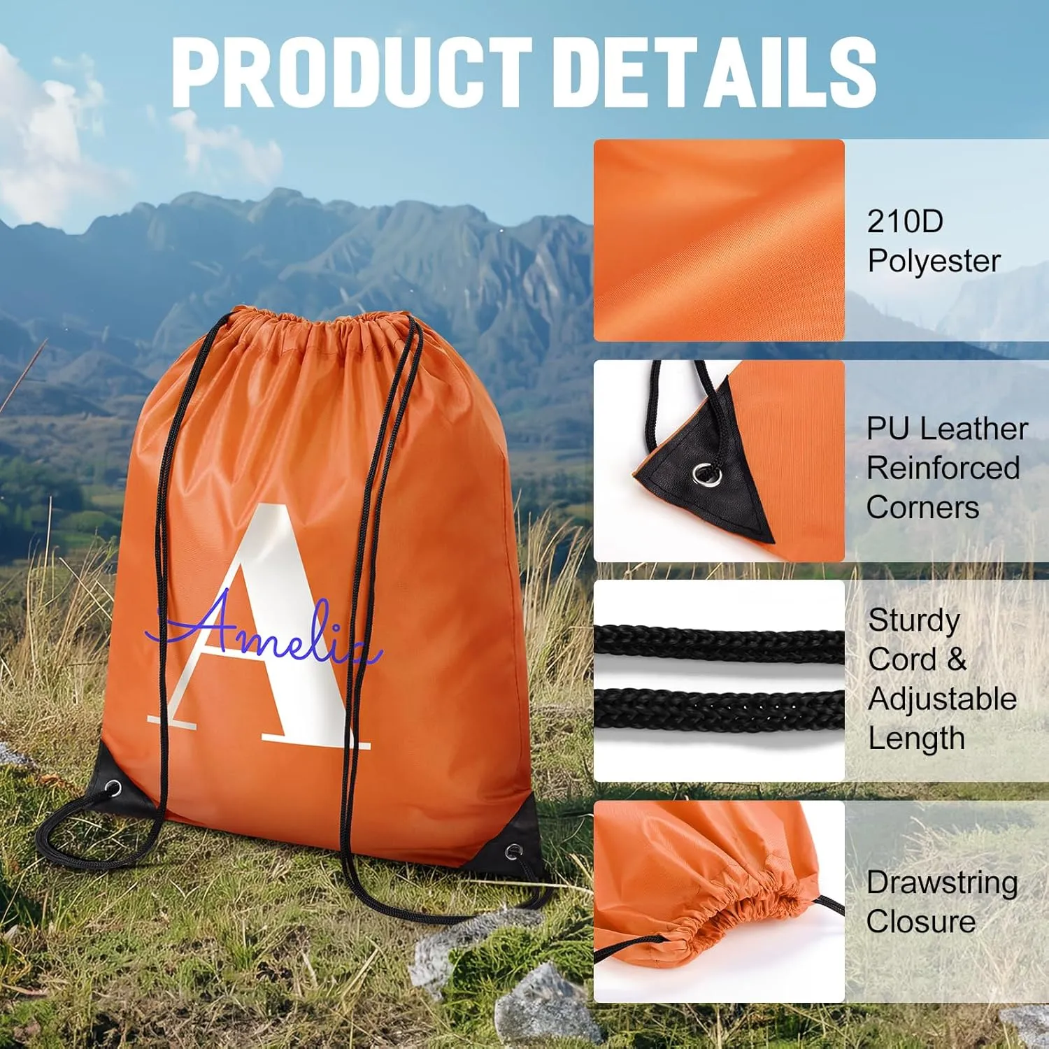 Fyore Custom Drawstring Backpacks, 50 Pack Personalized Drawstring Sports Bags with Your Logo Text for Gym Beach Climb Trips Party Events- 13.4x17Inch,12 Colors