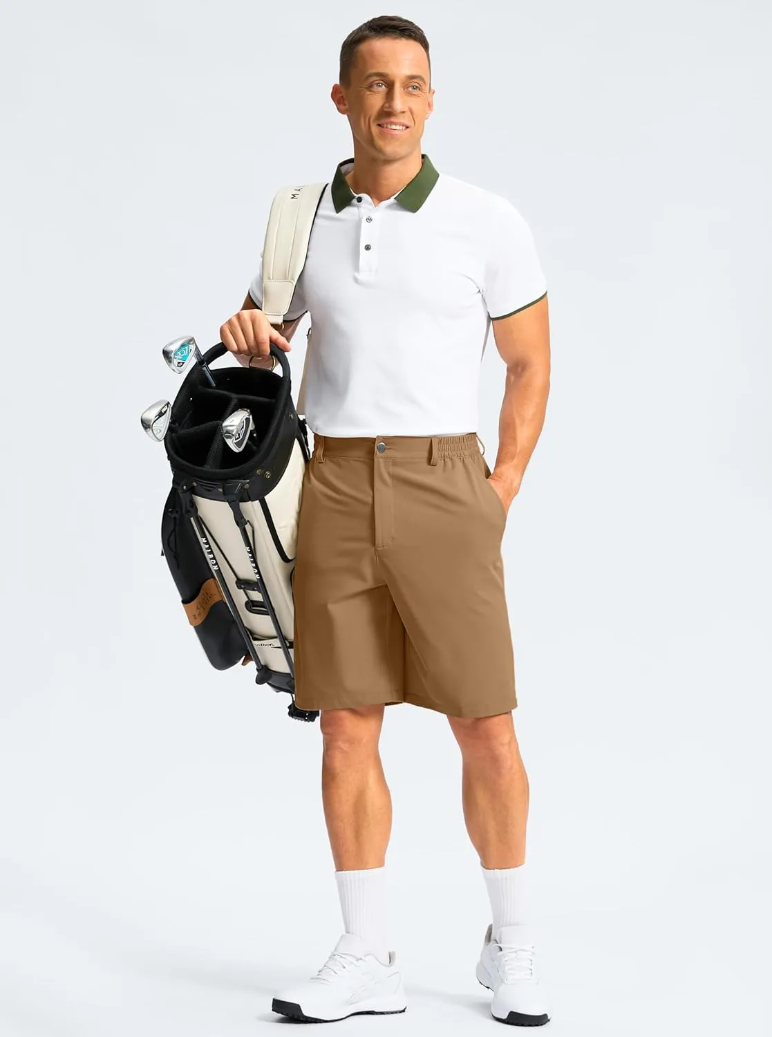 G Gradual Men's Casual Shorts 9" Lightweight Golf Shorts for Men Stretch with 3 Pockets Quick Dry Breathable Work Shorts