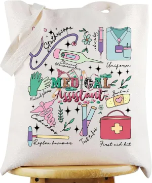 G2TUP Medical Assistant Canvas Tote Bag - Graduation Gift Nurse Shoulder Bag - Medical Graduation Merch