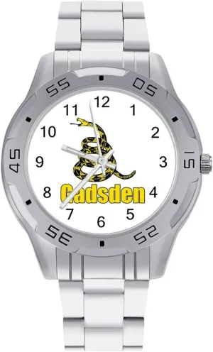 Gadsden Flag U.S Simple Stainless Steel Band Business Watch Dress Wrist Unique Luxury Work Casual Waterproof Watches